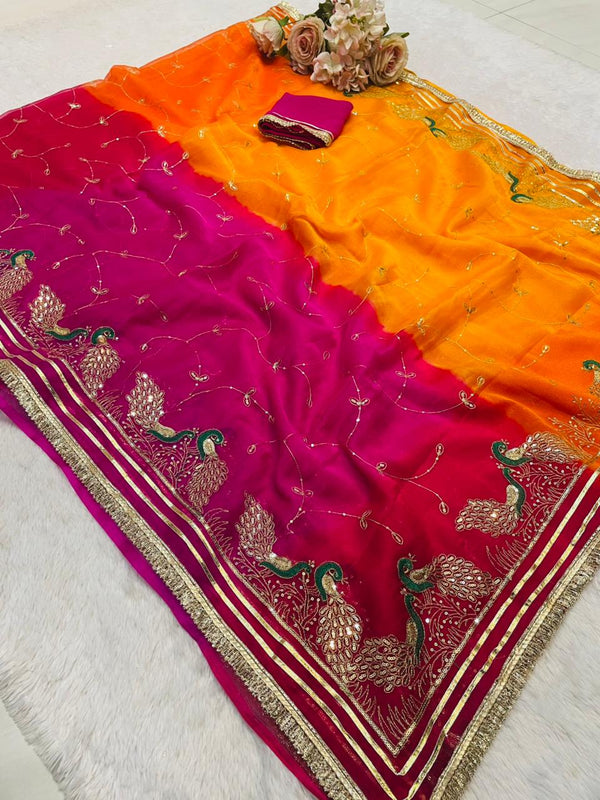 Shimmer Chiffon Zari Jaal Sequence Saree