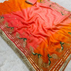 Shimmer Chiffon Zari Jaal Sequence Saree