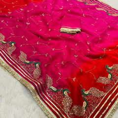 Shimmer Chiffon Zari Jaal Sequence Saree