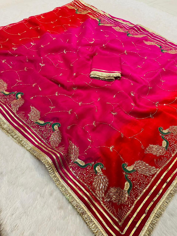 Shimmer Chiffon Zari Jaal Sequence Saree