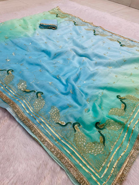 Shimmer Chiffon Zari Jaal Sequence Saree