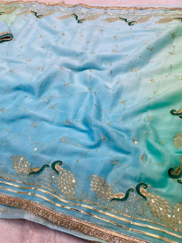 Shimmer Chiffon Zari Jaal Sequence Saree