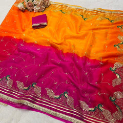 Shimmer Chiffon Zari Jaal Sequence Saree