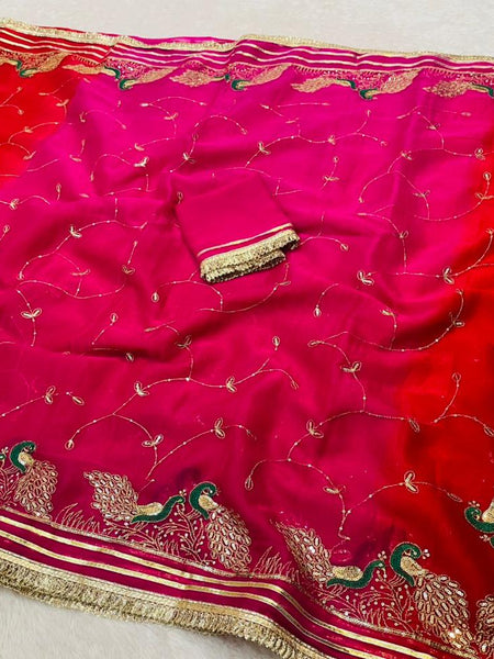 Shimmer Chiffon Zari Jaal Sequence Saree