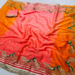 Shimmer Chiffon Zari Jaal Sequence Saree