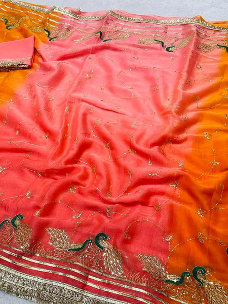 Shimmer Chiffon Zari Jaal Sequence Saree