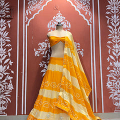 Chinon Shibori Bandhej Lehenga