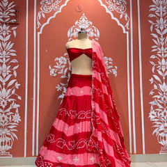 Chinon Shibori Bandhej Lehenga