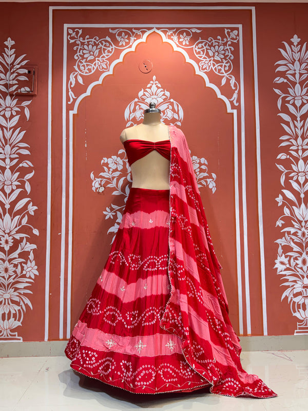 Chinon Shibori Bandhej Lehenga