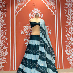 Chinon Shibori Bandhej Lehenga