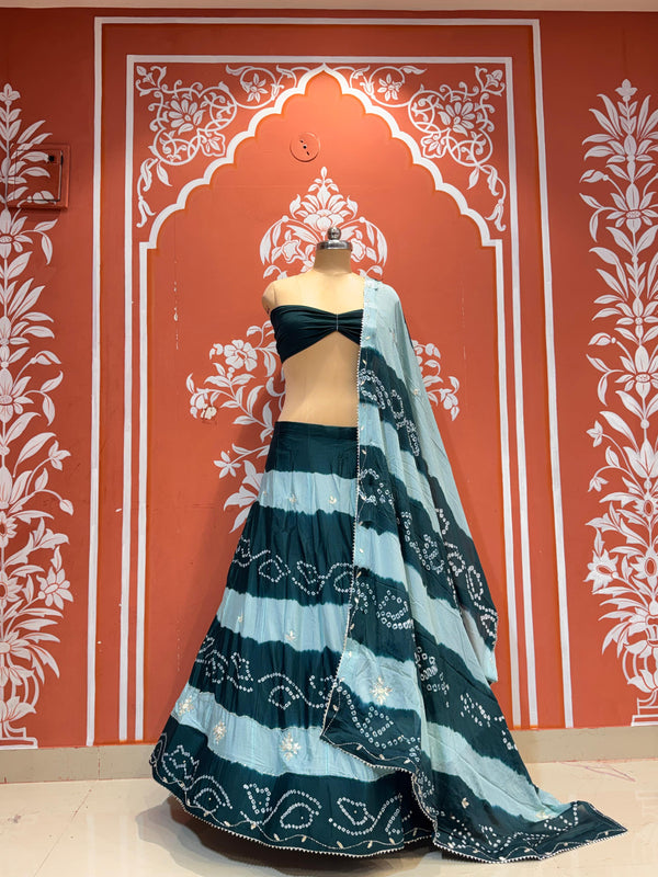 Chinon Shibori Bandhej Lehenga