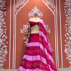Chinon Shibori Bandhej Lehenga