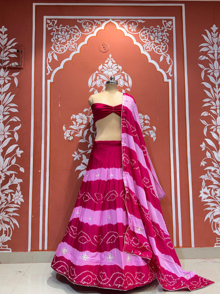 Chinon Shibori Bandhej Lehenga