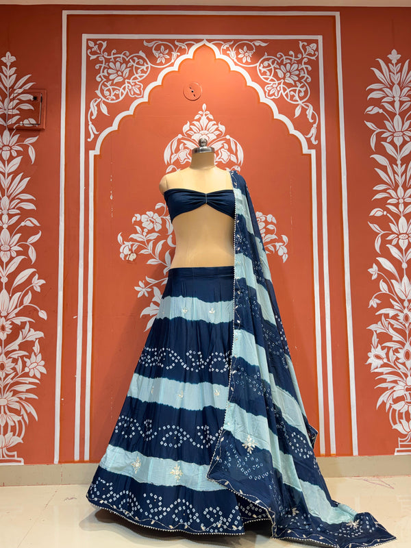 Chinon Shibori Bandhej Lehenga