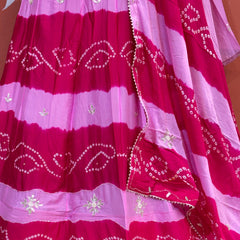 Chinon Shibori Bandhej Lehenga
