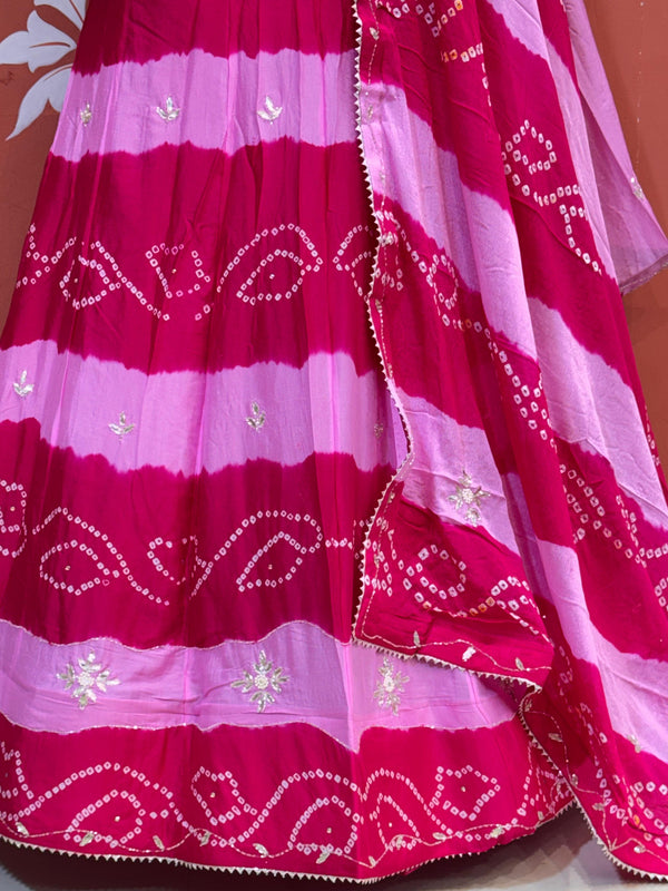 Chinon Shibori Bandhej Lehenga