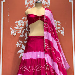 Chinon Shibori Bandhej Lehenga