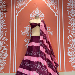 Chinon Shibori Bandhej Lehenga