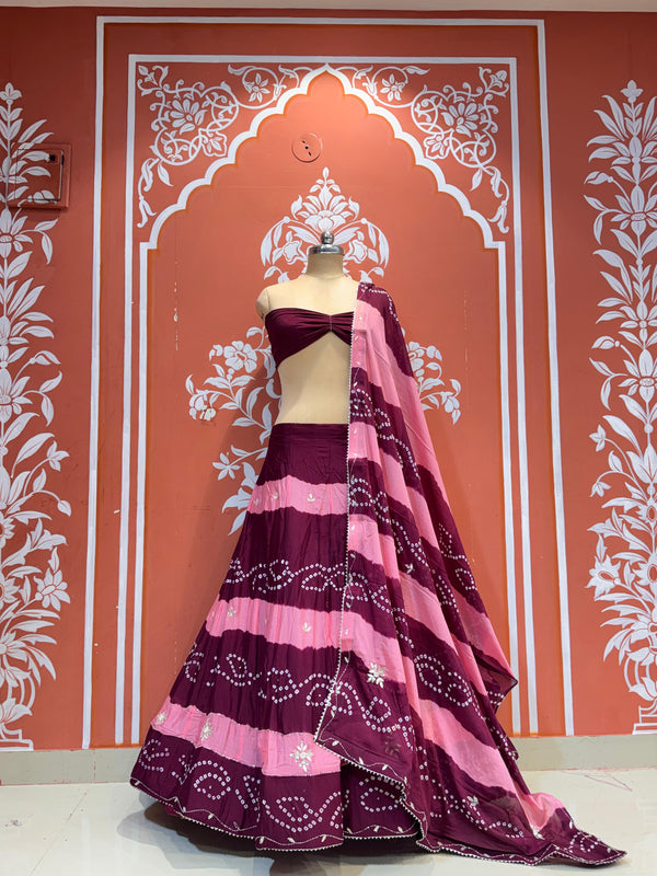 Chinon Shibori Bandhej Lehenga