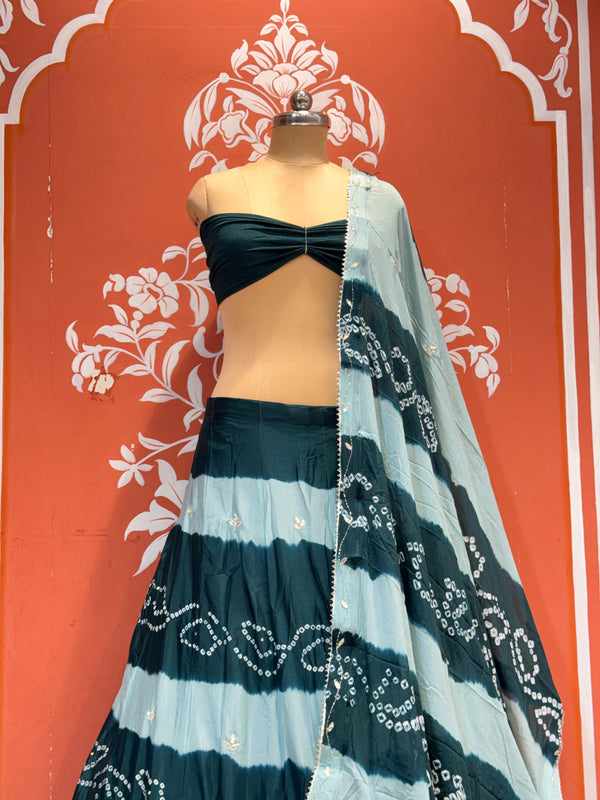 Chinon Shibori Bandhej Lehenga