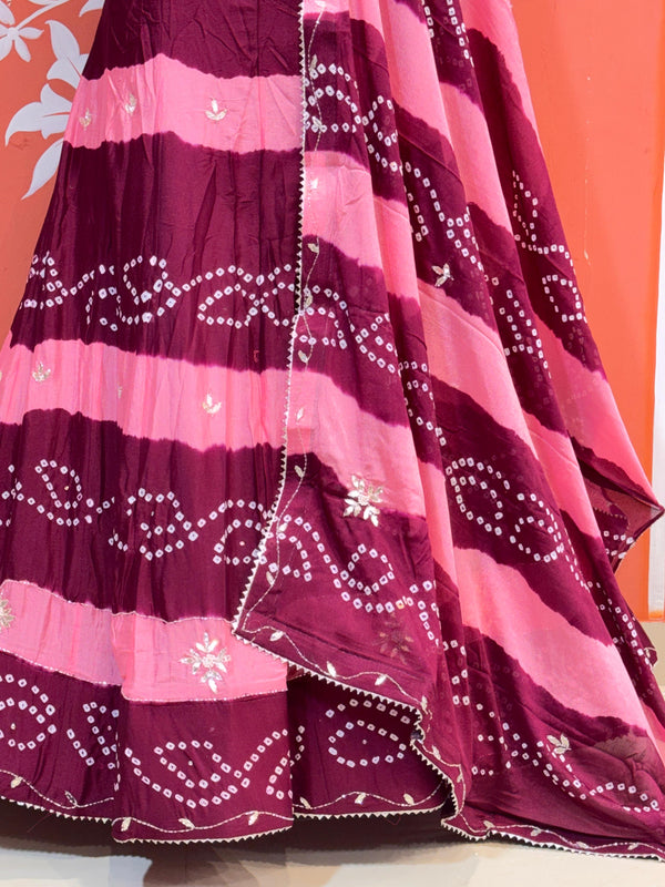 Chinon Shibori Bandhej Lehenga