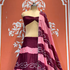 Chinon Shibori Bandhej Lehenga