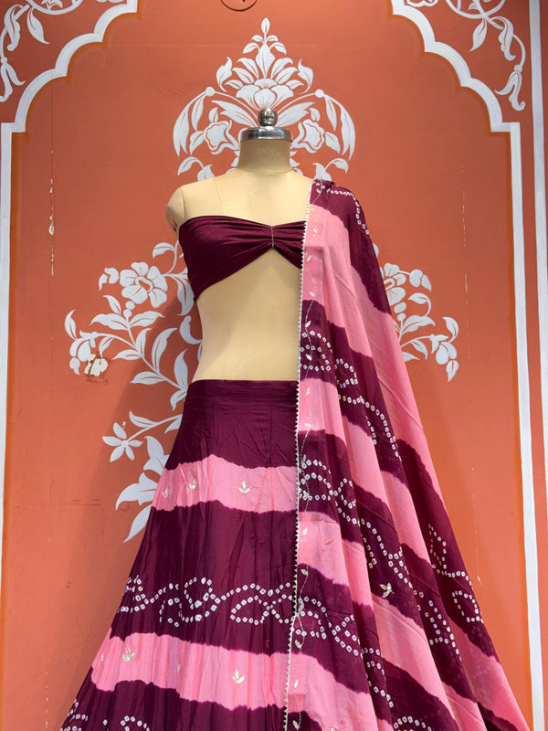 Chinon Shibori Bandhej Lehenga