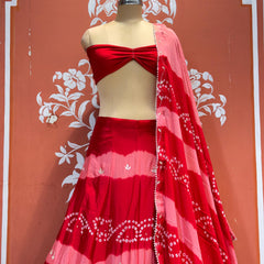 Chinon Shibori Bandhej Lehenga