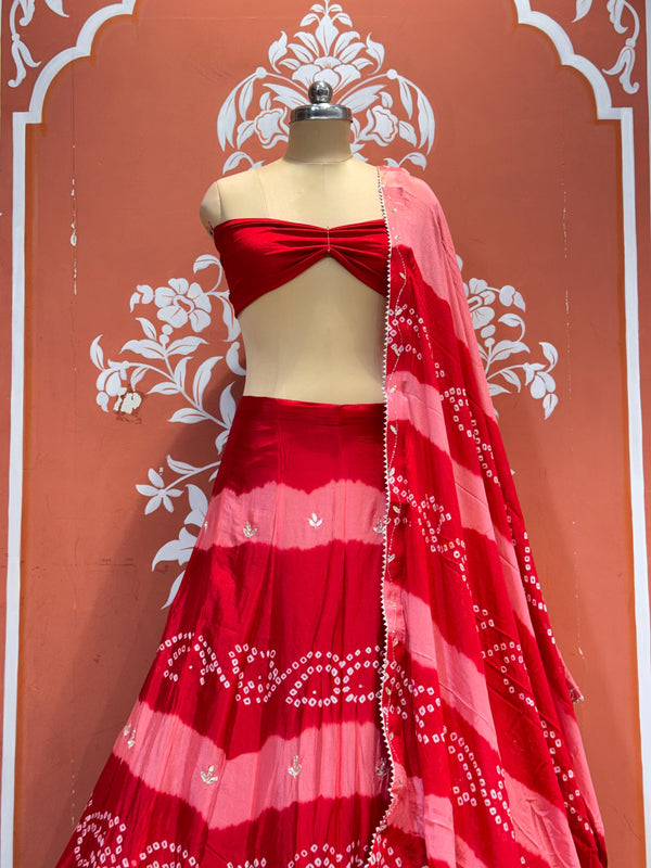 Chinon Shibori Bandhej Lehenga