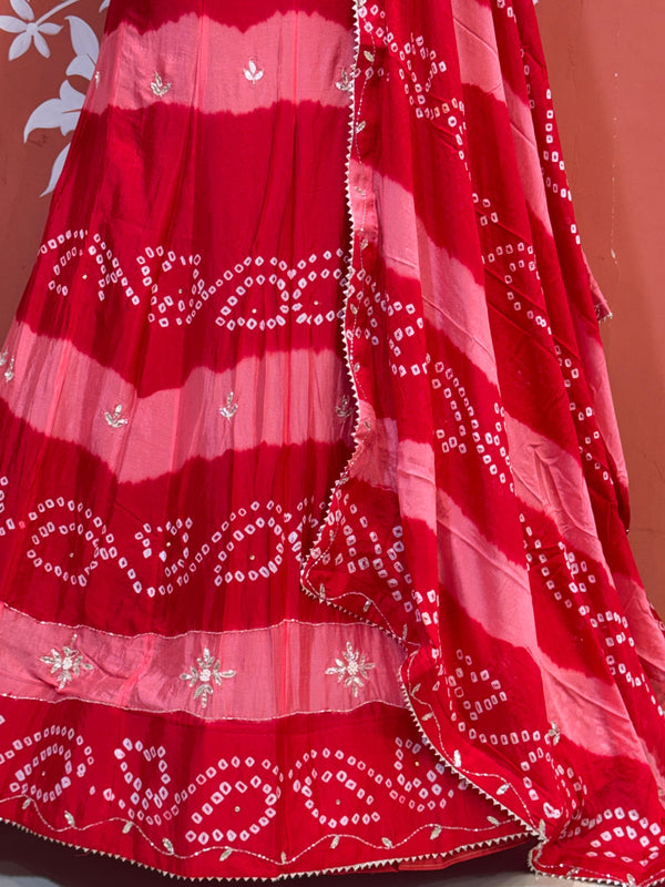 Chinon Shibori Bandhej Lehenga