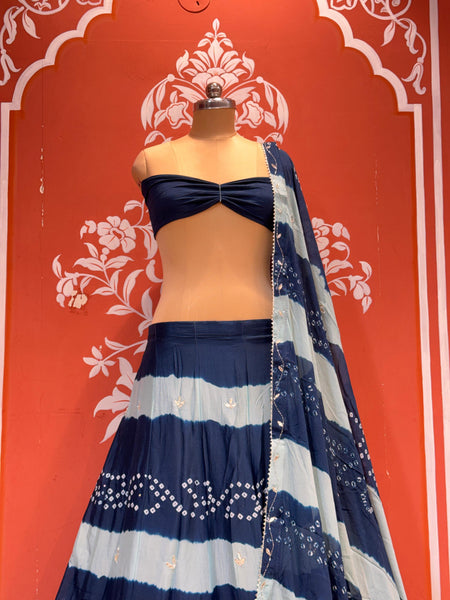 Chinon Shibori Bandhej Lehenga