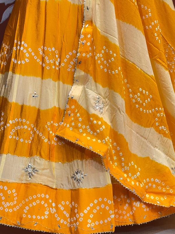 Chinon Shibori Bandhej Lehenga