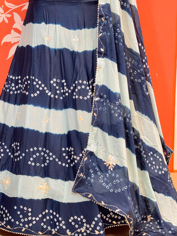 Chinon Shibori Bandhej Lehenga