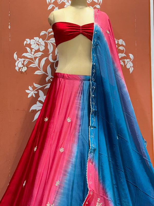 Chinon Shibori Handwork Lehenga