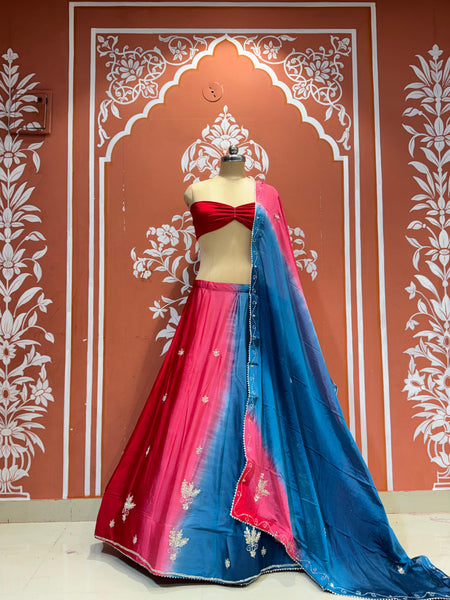 Chinon Shibori Handwork Lehenga
