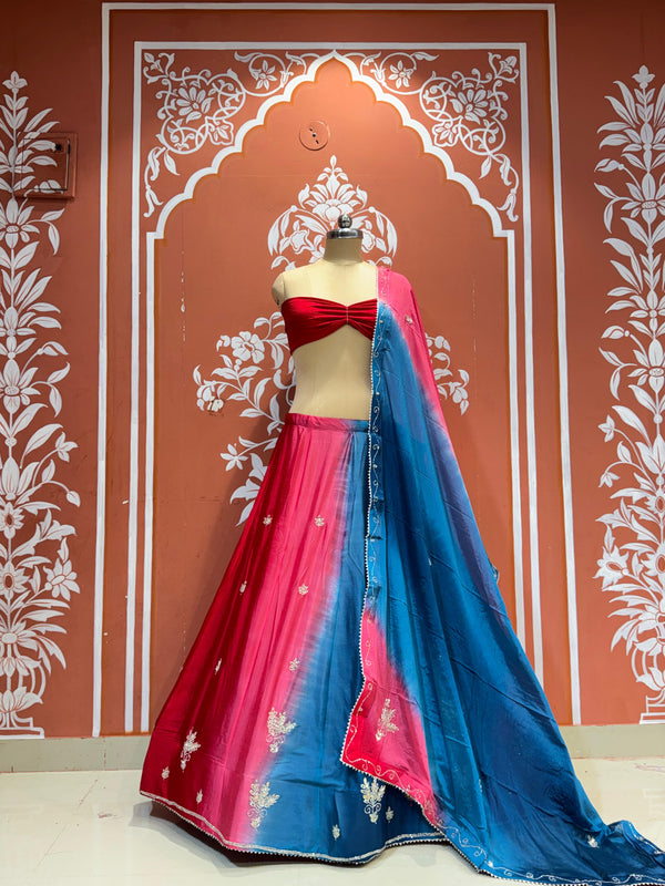 Chinon Shibori Handwork Lehenga