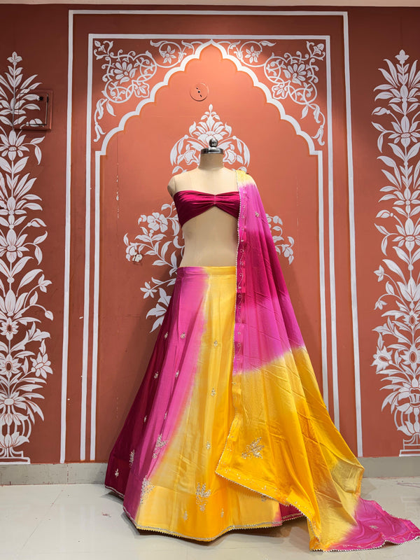Chinon Shibori Handwork Lehenga