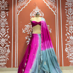 Chinon Shibori Handwork Lehenga