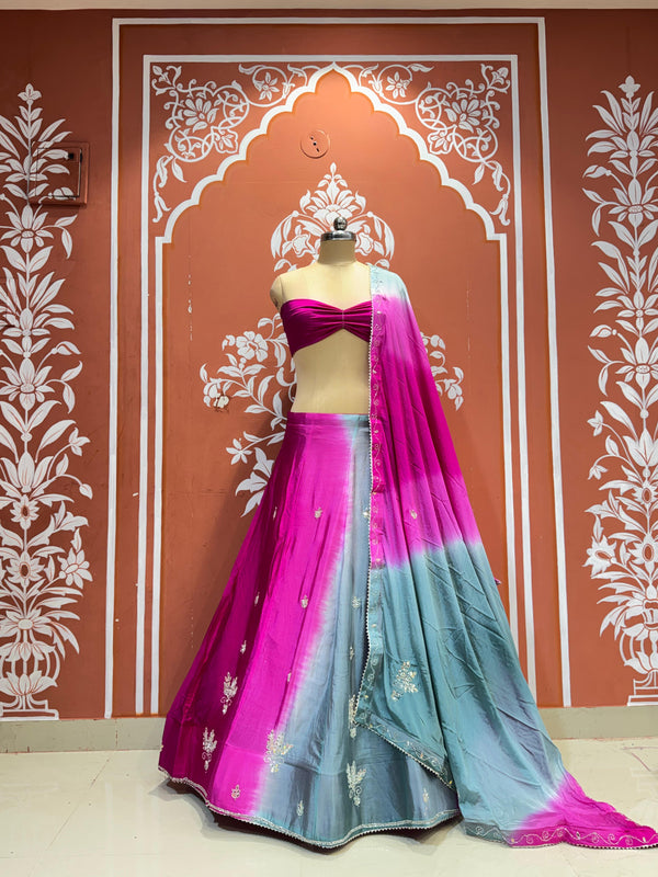 Chinon Shibori Handwork Lehenga