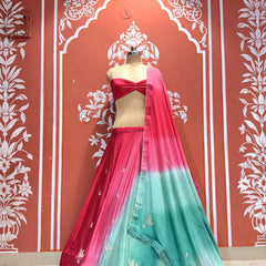 Chinon Shibori Handwork Lehenga