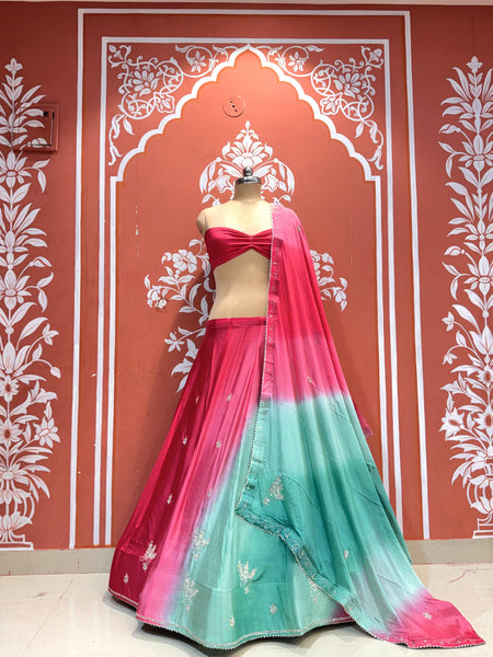 Chinon Shibori Handwork Lehenga
