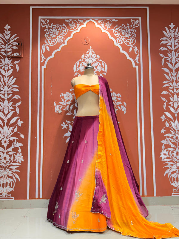 Chinon Shibori Handwork Lehenga