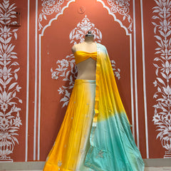 Chinon Shibori Handwork Lehenga