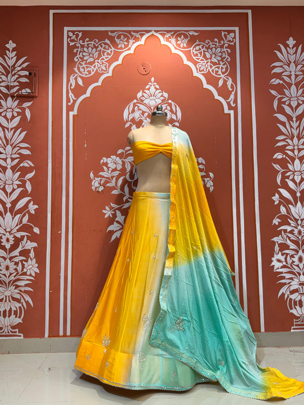 Chinon Shibori Handwork Lehenga