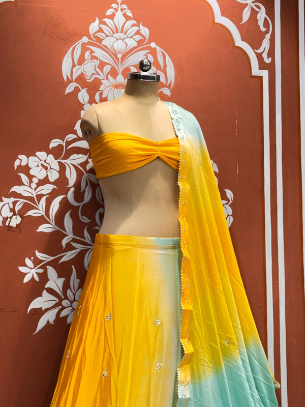 Chinon Shibori Handwork Lehenga