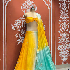 Chinon Shibori Handwork Lehenga