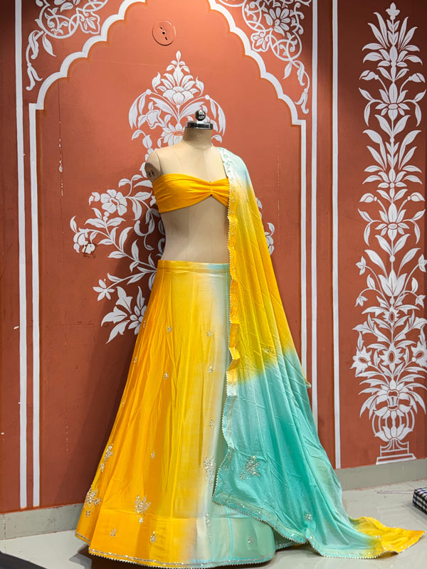 Chinon Shibori Handwork Lehenga
