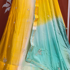 Chinon Shibori Handwork Lehenga