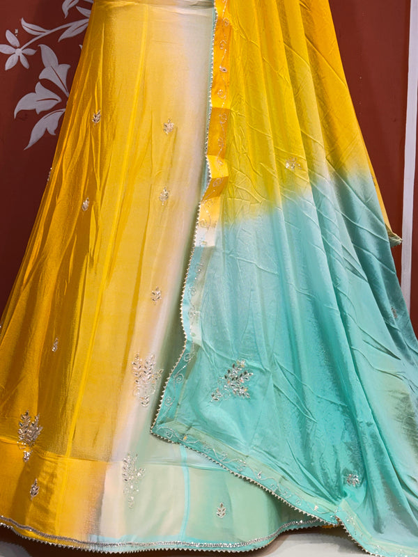 Chinon Shibori Handwork Lehenga