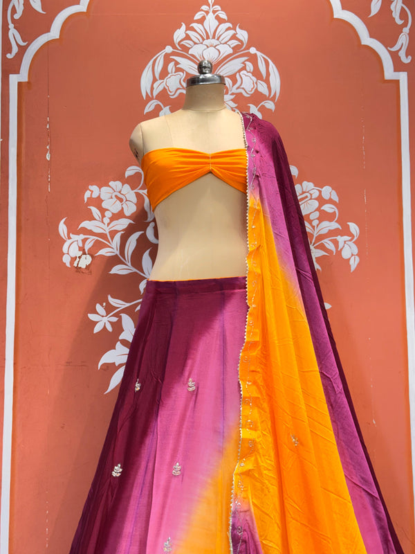 Chinon Shibori Handwork Lehenga